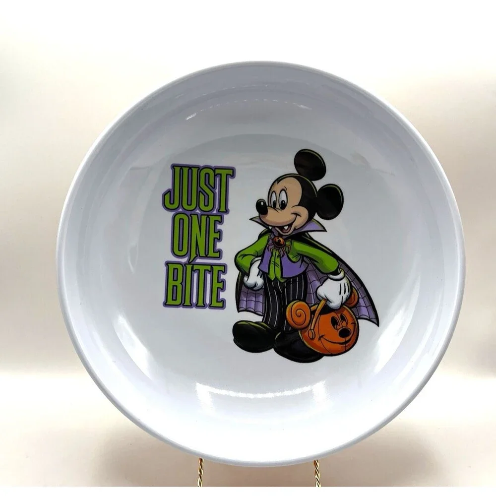 Disney Parks Vampire Mickey Mouse Halloween Candy Bowl Large 11.5” Melamine